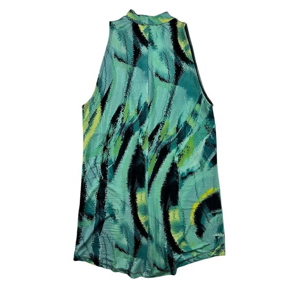 Cache Empire Waist Jersey Knit Top Women's S Surplice Green Print USA Made - Picture 2 of 5